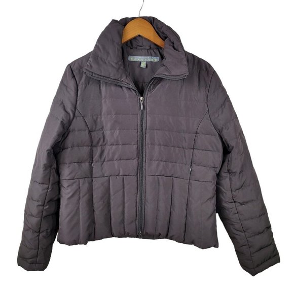 Kenneth Cole Reaction Down Puffer Jacket Quilted Coat Full Zip Brown Winter - Picture 1 of 6